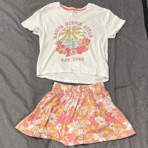 Girls Haute Hippie Floral Skirt and T-shirt set size 7/8